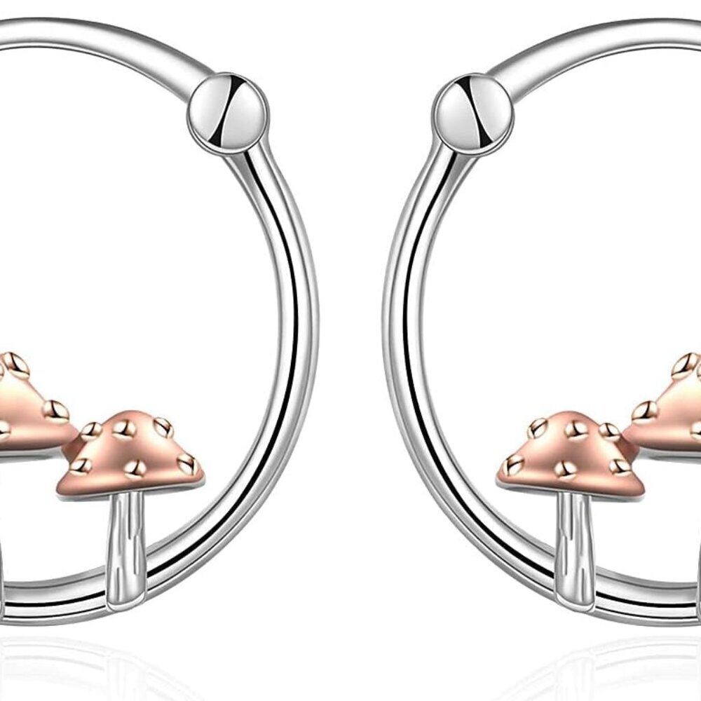 Fox/Pig/Mushroom/Cat Earrings Sterling Silver Cute Hoop Earrings Animal Jewelry
